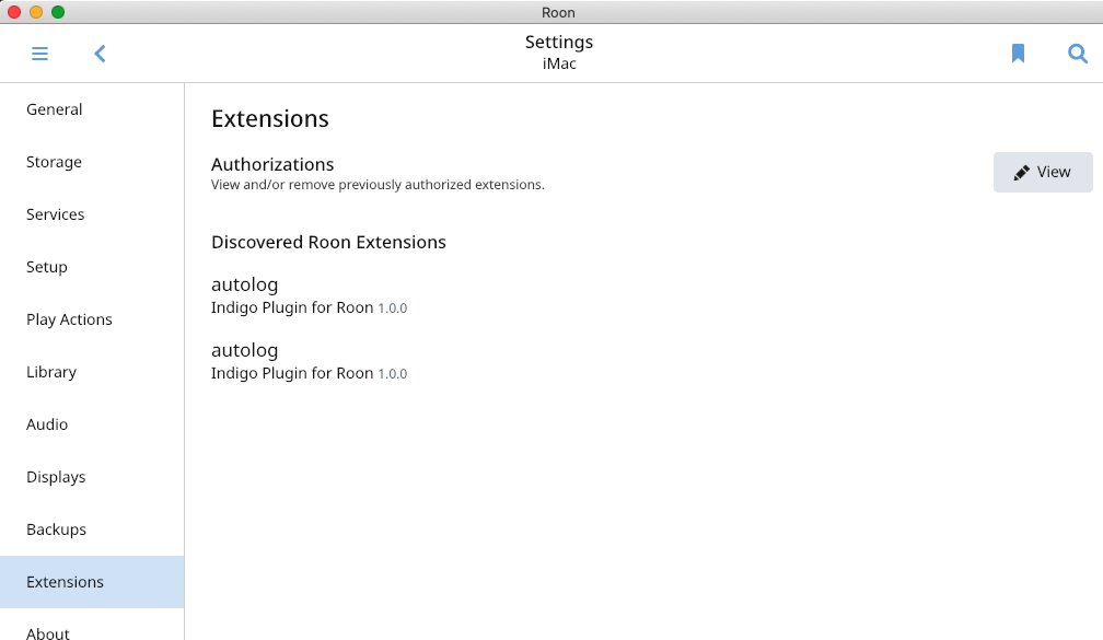 Roon > Settings > Extensions