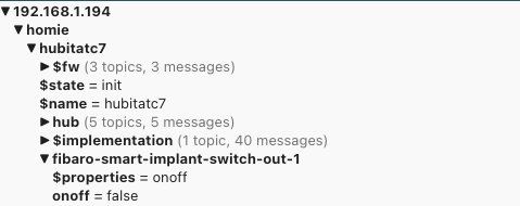 HE originated device as published, viewed in MQTT Explorer