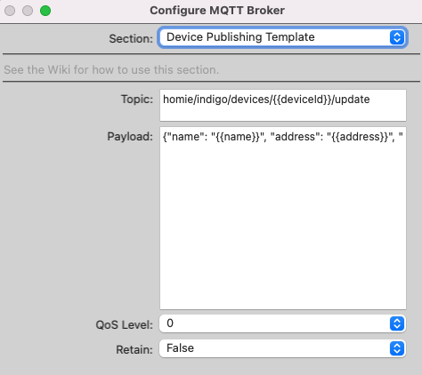 MQTT Connector Broker Publishing Template