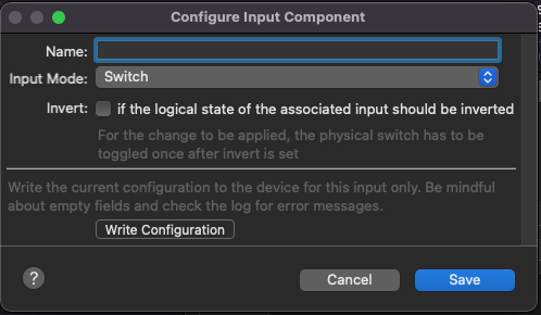 Input configuration UI