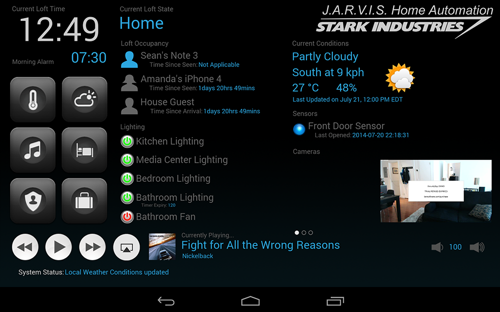 The way HousePad displays my control pages in web display mode on the Nexus 7
