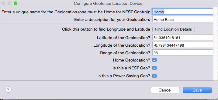 iFindStuff GeoFence Configuration