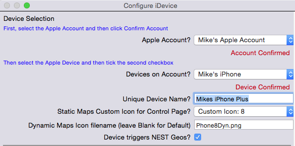 iFindStuff Device Configuration