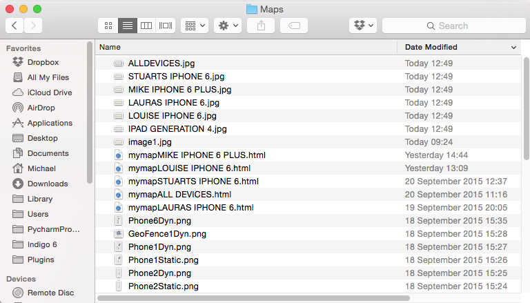 Saved map files...