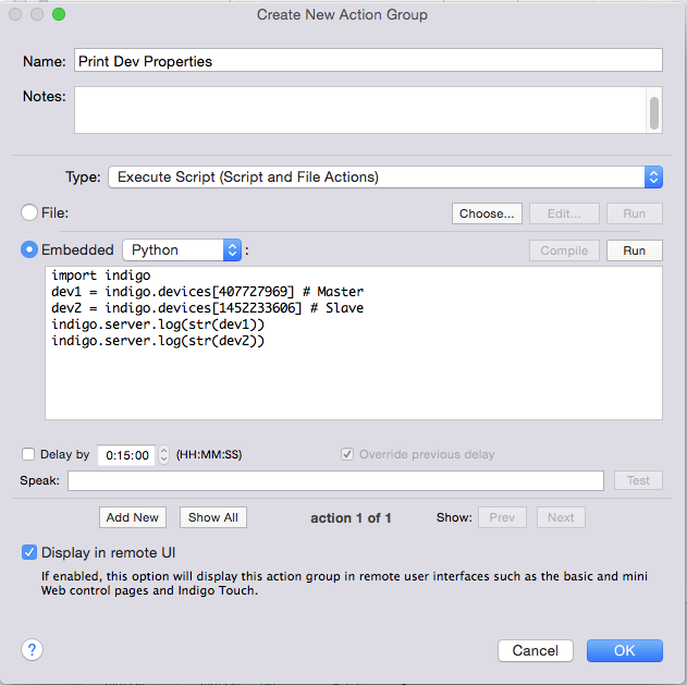 Action group for properties