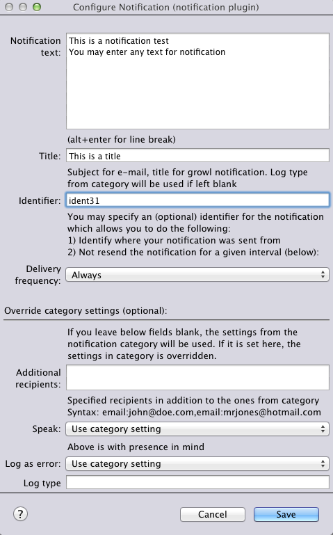 Action configuration