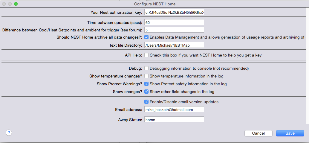 NEST Home Configuration