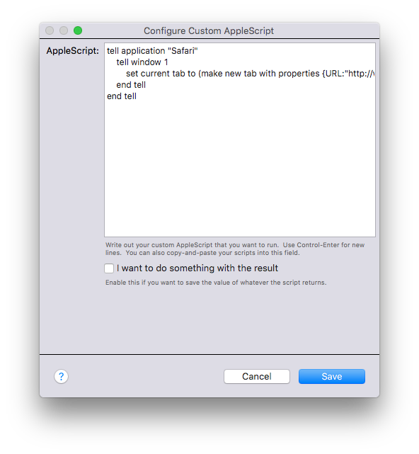 AppleScript Editor and Action