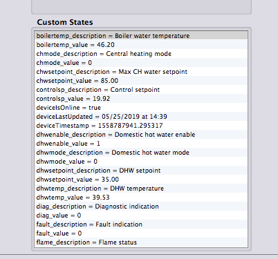 The custom states of the GhostXML OTGW device