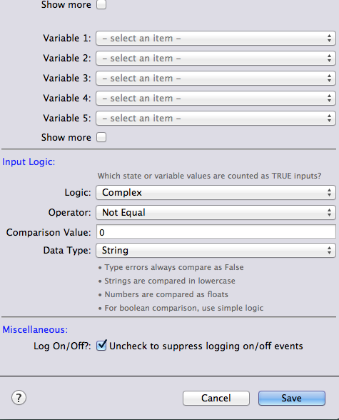 The lower part of the device settings