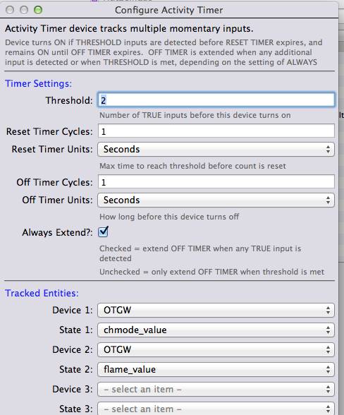The upper part of teh device settings